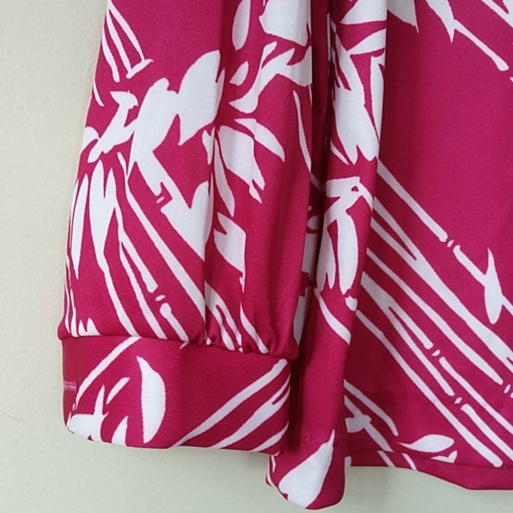 Alfred Dunner Pullover LS Blouse 14 Red Pink White - Picture 4 of 12